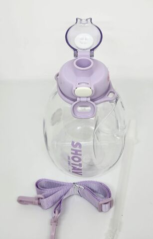 Shotay Hippo ST-6645 1300ml Tritan Askılı-Tutma Saplı Pipetli-Pipetsiz Kullanım Matara Soft Mor