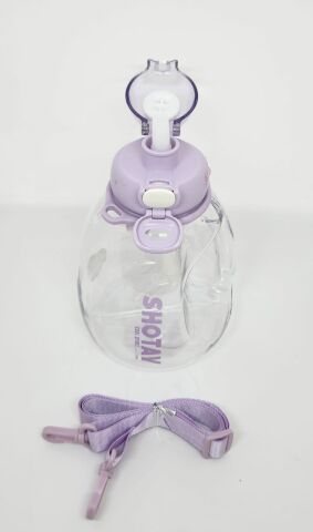 Shotay Hippo ST-6645 1300ml Tritan Askılı-Tutma Saplı Pipetli-Pipetsiz Kullanım Matara Soft Mor