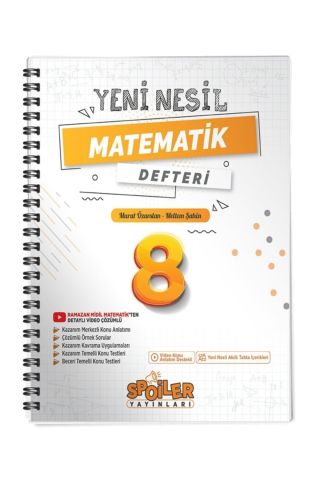 Spoiler Yayınları 8. Sınıf Matematik Yeni Nesil Defteri