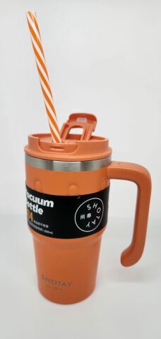 Shotay Handle Mug ST-8169 680ml Pipetli-Pipetsiz Kullanım Termos Bardak Turuncu