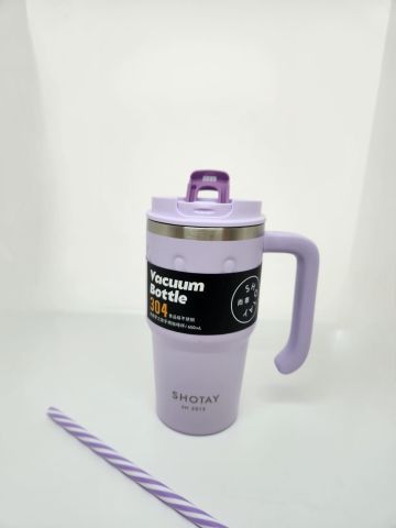 Shotay Handle Mug ST-8169 680ml Pipetli-Pipetsiz Kullanım Termos Bardak Lila