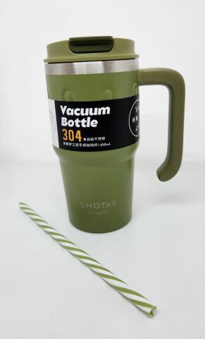 Shotay Handle Mug ST-8169 680ml Pipetli-Pipetsiz Kullanım Termos Bardak Yeşil