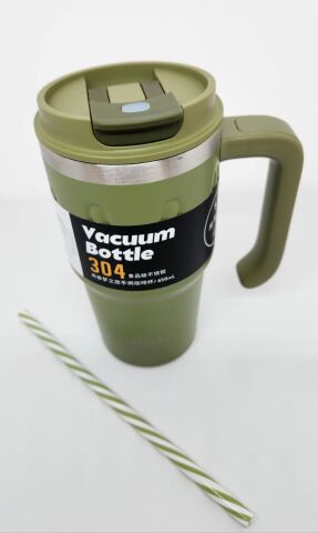 Shotay Handle Mug ST-8169 680ml Pipetli-Pipetsiz Kullanım Termos Bardak Yeşil