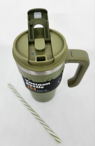 Shotay Handle Mug ST-8169 680ml Pipetli-Pipetsiz Kullanım Termos Bardak Yeşil