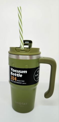 Shotay Handle Mug ST-8169 680ml Pipetli-Pipetsiz Kullanım Termos Bardak Yeşil