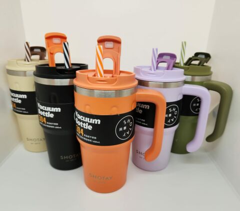 Shotay Handle Mug ST-8169 680ml Pipetli-Pipetsiz Kullanım Termos Bardak Yeşil
