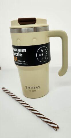 Shotay Handle Mug ST-8169 680ml Pipetli-Pipetsiz Kullanım Termos Bardak Krem