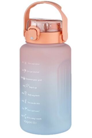 Büyük Boy 2000ml 2litre Pipetli/pipetsiz Kullanım Çift Renk Softtouch Motivasyon Matarası
