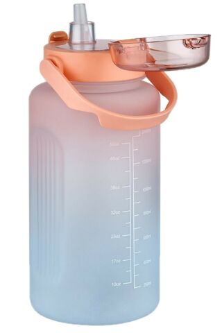 Büyük Boy 2000ml 2litre Pipetli/pipetsiz Kullanım Çift Renk Softtouch Motivasyon Matarası