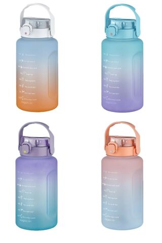 Büyük Boy 2000ml 2litre Pipetli/pipetsiz Kullanım Çift Renk Softtouch Motivasyon Matarası