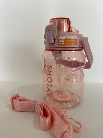 Shotay ST-7313 Pipetli Askılı Tritan Matara 1000 ml Pembe