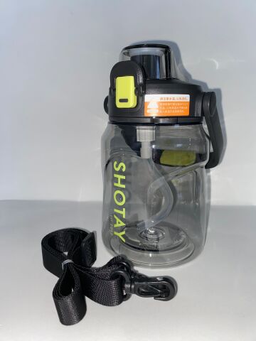 Shotay ST-7313 Pipetli Askılı Tritan Matara 1000 ml Siyah
