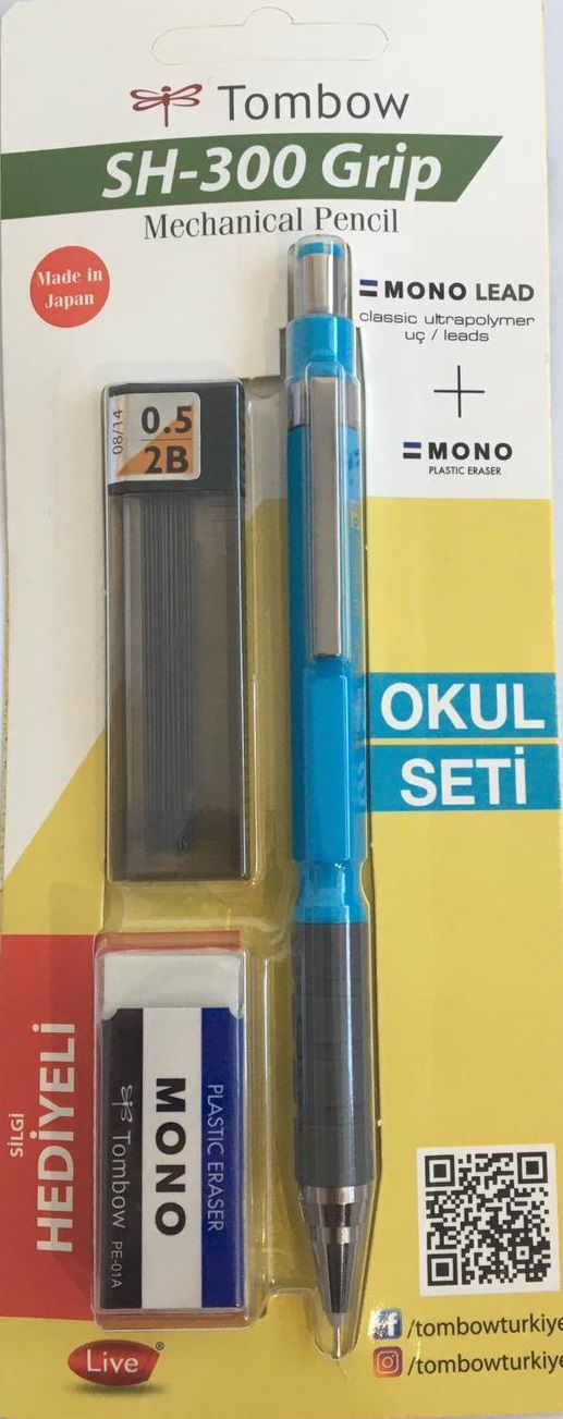 Tombow Mavi Grip Kalem 0.5mm Kalem Seti Silgi Hediyeli SH-300