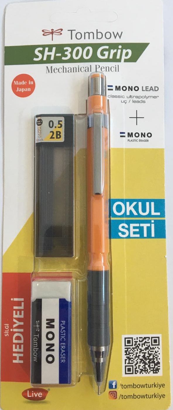 Tombow Turuncu Grip Kalem 0.5mm Kalem Seti Silgi Hediyeli SH-301