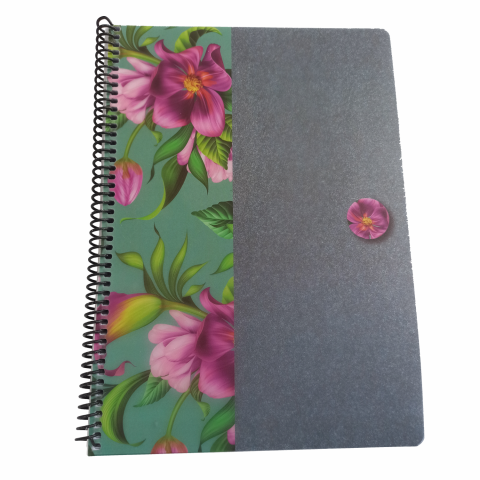 Keskin Color Uni Flowers A4 100 Yaprak Kareli Spiralli Plastik Kapak Defter
