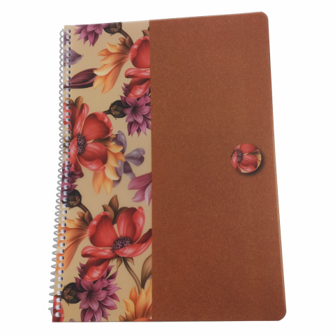 Keskin Color Uni Flowers A4 100 Yaprak Kareli Spiralli Plastik Kapak Defter