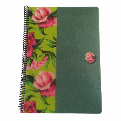 Keskin Color Uni Flowers A4 100 Yaprak Kareli Spiralli Plastik Kapak Defter