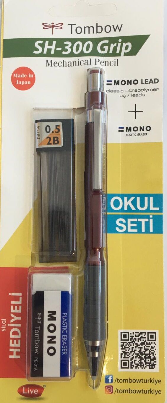 Tombow Bordo Grip Kalem 0.5mm Kalem Seti Silgi Hediyeli SH-303
