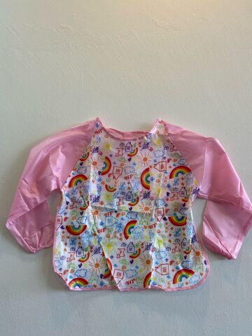 Nova Color Pembe Gökkuşağı Desenli Large Boyama Önlüğü NC-4108