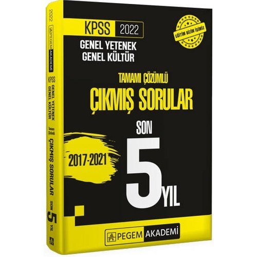 Pegem Akademi Yayıncılık 2022 KPSS Genel Yetenek Genel Kültür Çıkmış Sorular Son 5 Sınav