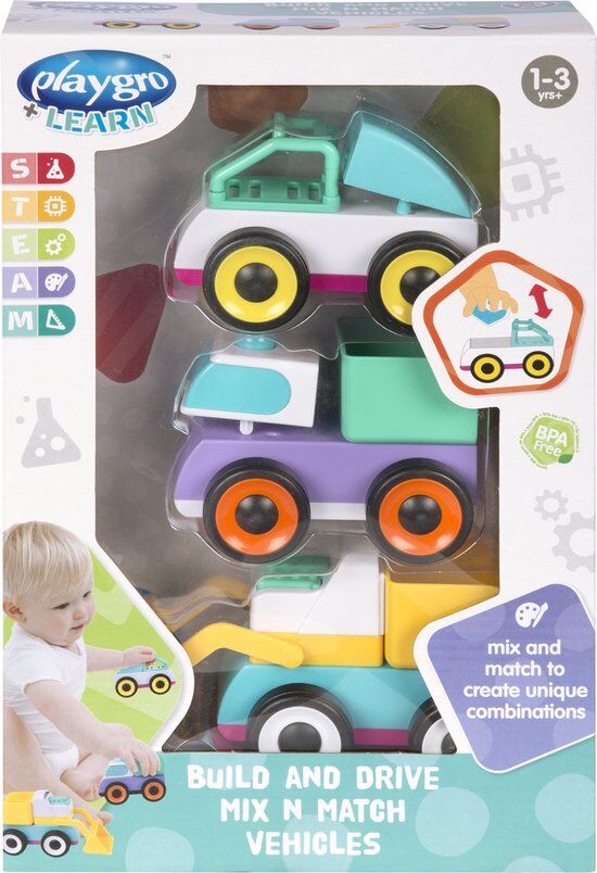 Playgro Build and Drive Mix 'N Match Araçlar 3Pk - İnşaat seti 3 araba