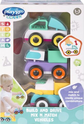 Playgro Build and Drive Mix 'N Match Araçlar 3Pk - İnşaat seti 3 araba