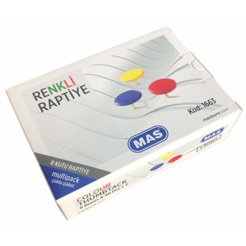 Mas Multipack Renkli Raptiye PVC Kaplı 8x30=320 Adet 1663