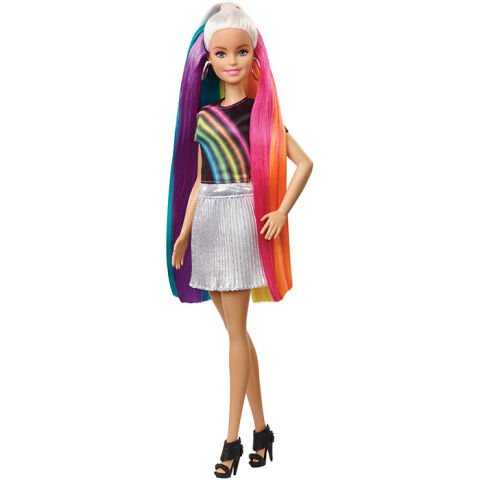 Barbie Gökkuşağı Renkli Saçlar Bebeği FXN96