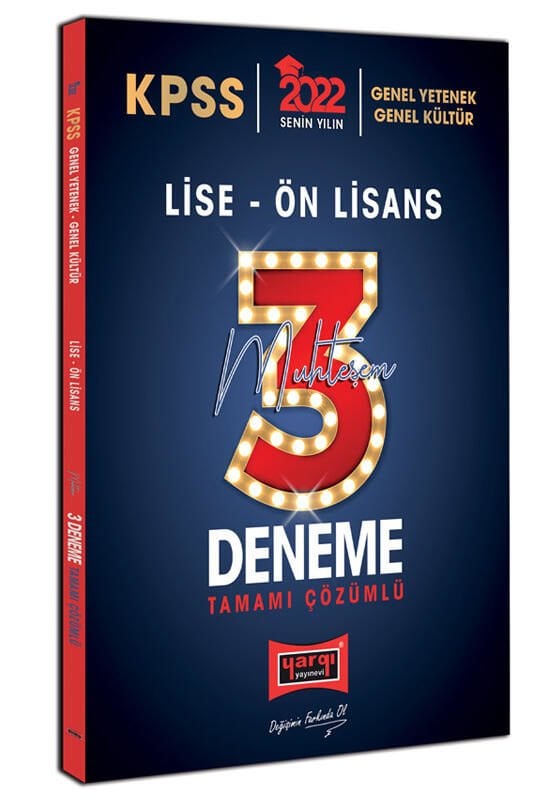 Yargı Yayınevi 2022 KPSS GY GK Lise Ön Lisans Tamamı Çözümlü Muhteşem 3 Deneme