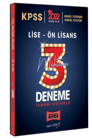 Yargı Yayınevi 2022 KPSS GY GK Lise Ön Lisans Tamamı Çözümlü Muhteşem 3 Deneme