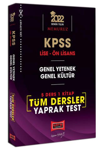 Yargı Yayınevi 2022 KPSS Lise Ön Lisans GY GK 5 Ders 1 Kitap Tüm Dersler Yaprak Test