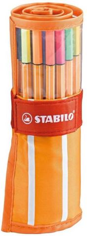 Stabilo Point 88 İnce Uçlu Keçeli Kalem Seti Rollerset 25 + 5 Floresan Renk