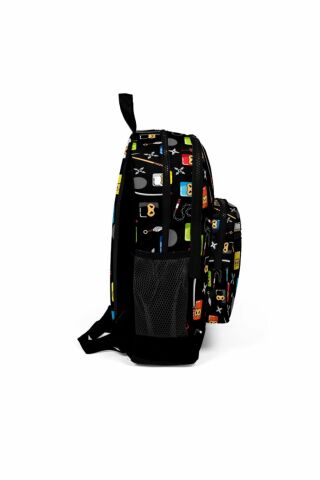 Kids Siyah Ninja Desenli Dört Bölmeli Usb Şarjlı Kulaklık Çıkışlı 3'lü Çanta 23285