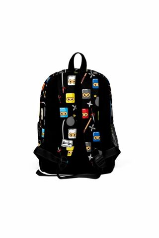 Kids Siyah Ninja Desenli Dört Bölmeli Usb Şarjlı Kulaklık Çıkışlı 3'lü Çanta 23285