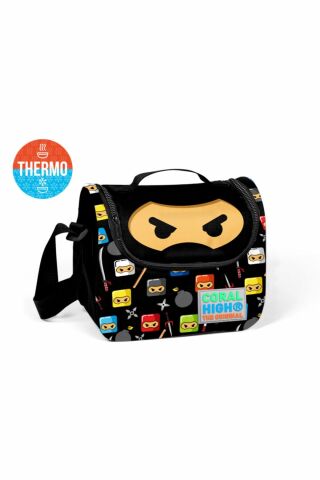 Kids Siyah Ninja Desenli Dört Bölmeli Usb Şarjlı Kulaklık Çıkışlı 3'lü Çanta 23285