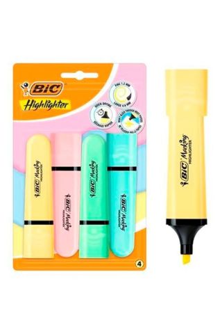 BİC 517953 MARKING FLAT HIGHLIGHTER 4'LÜ BLİSTER PASTEL