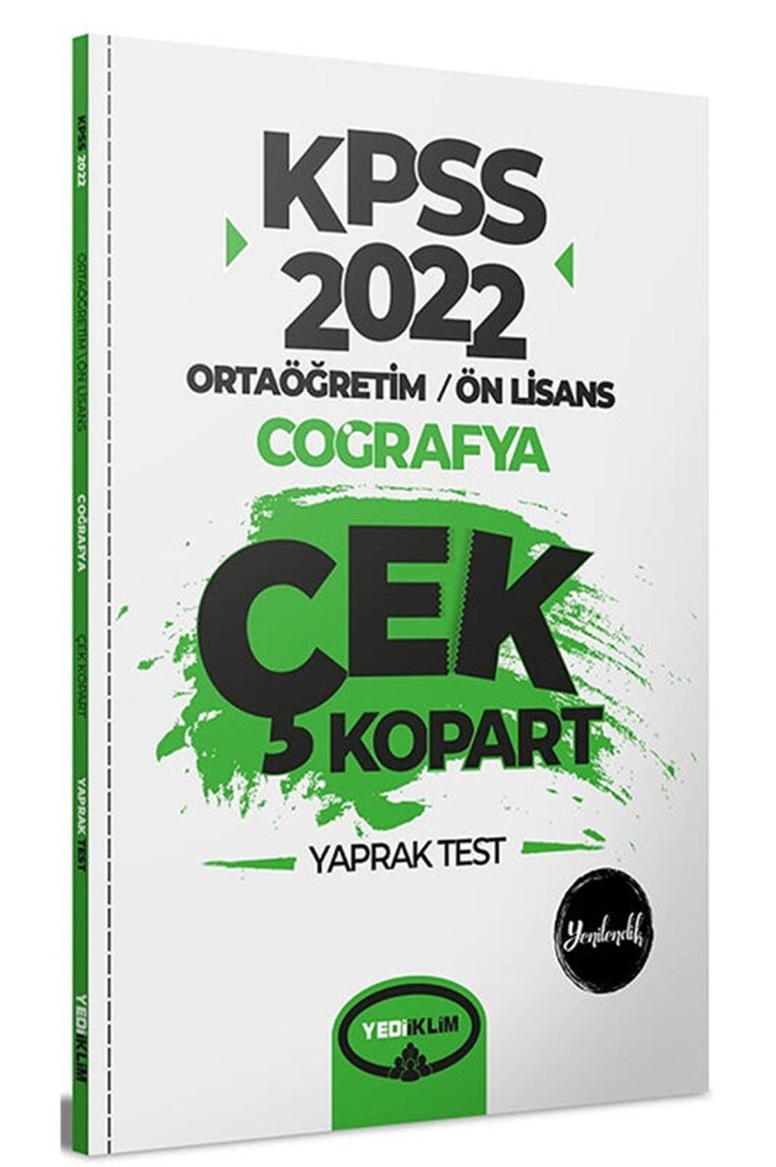 Yediiklim Yayınları 2022 KPSS Ortaöğretim Ön Lisans Genel Kültür Coğrafya Çek Kopart Yaprak Test