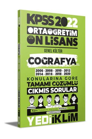 Yediiklim Yayınları 2022 KPSS Ortaöğretim Ön Lisans Genel Kültür Coğrafya Konularına Göre Tamamı Çözümlü Çıkmış Sorular