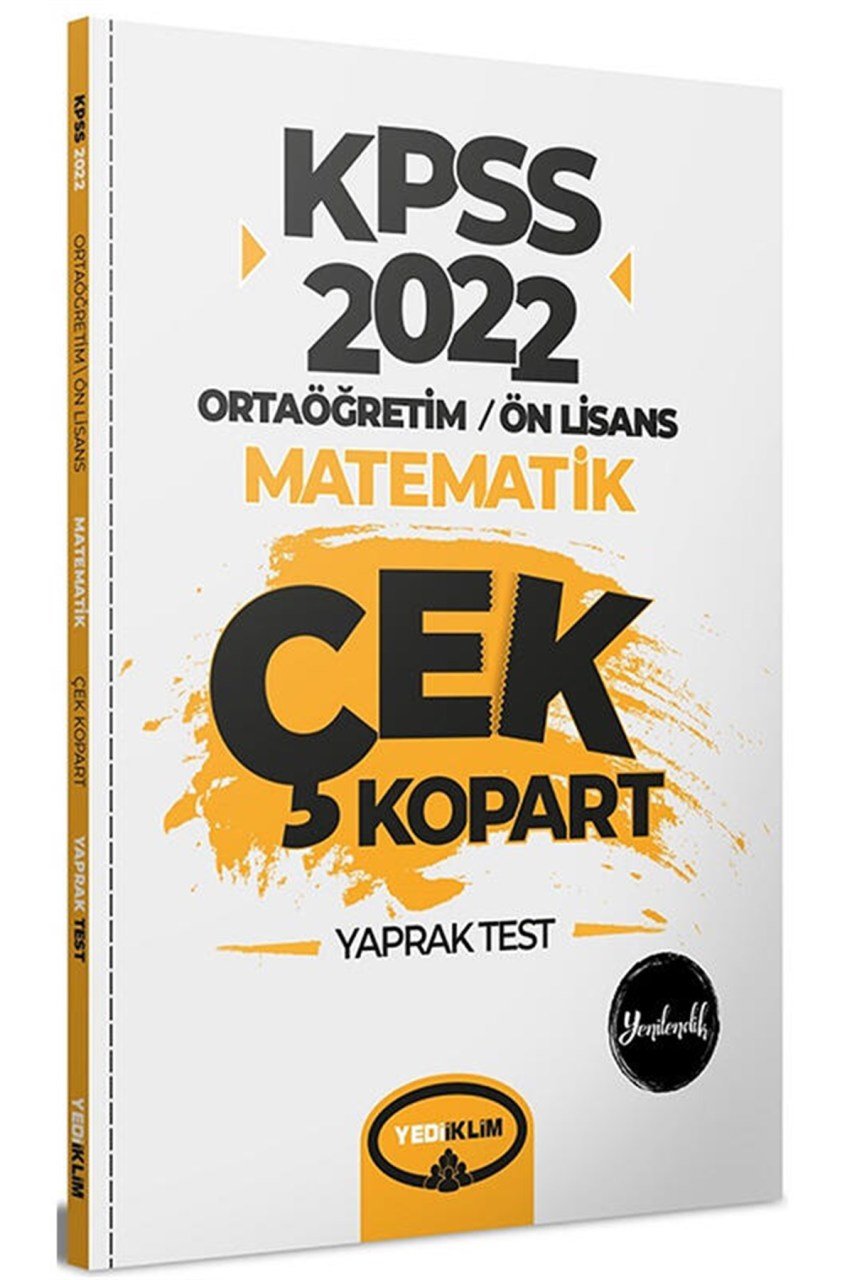 Yediiklim Yayınları 2022 KPSS Ortaöğretim Ön Lisans Genel Yetenek Matematik Çek Kopart Yaprak Test