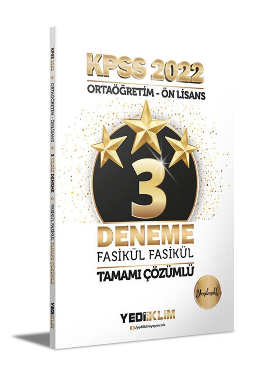 Yediiklim Yayınları 2022 KPSS Ortaöğretim Ön Lisans GY GK 3 Yıldız Tamamı Çözümlü Fasikül Deneme