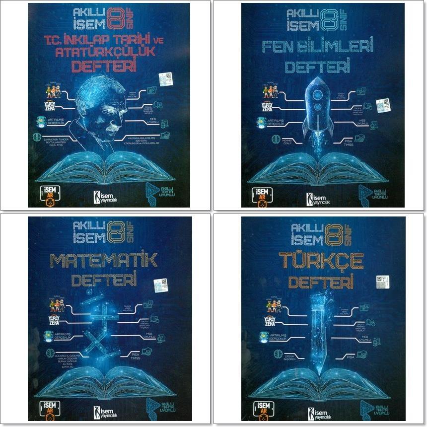 İsem Türkçe-Matematik-Fen Bilimleri-İnkılap Tarihi Akıllı Defter Seti