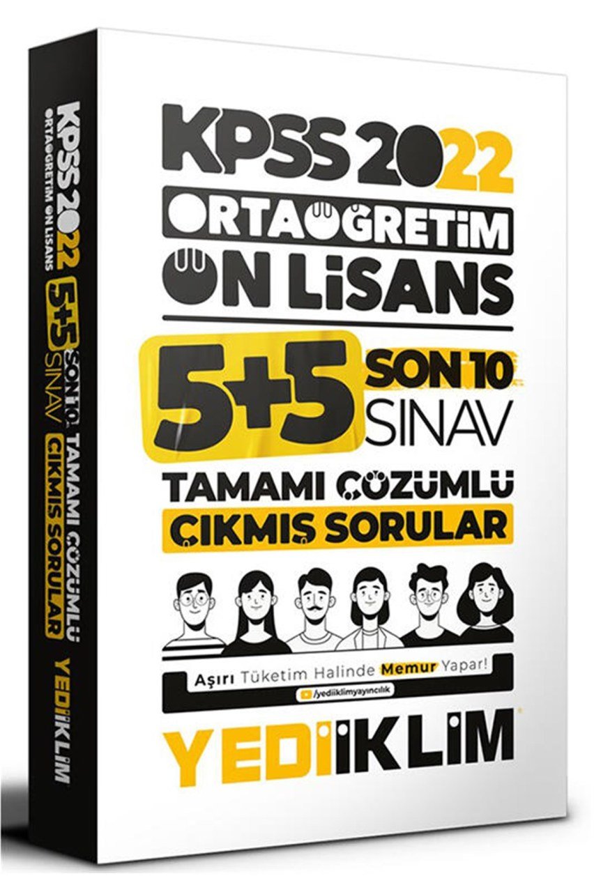 Yediiklim Yayınları 2022 KPSS Ortaöğretim Ön Lisans GY GK Son 10 Sınav Tamamı Çözümlü Çıkmış Sorular