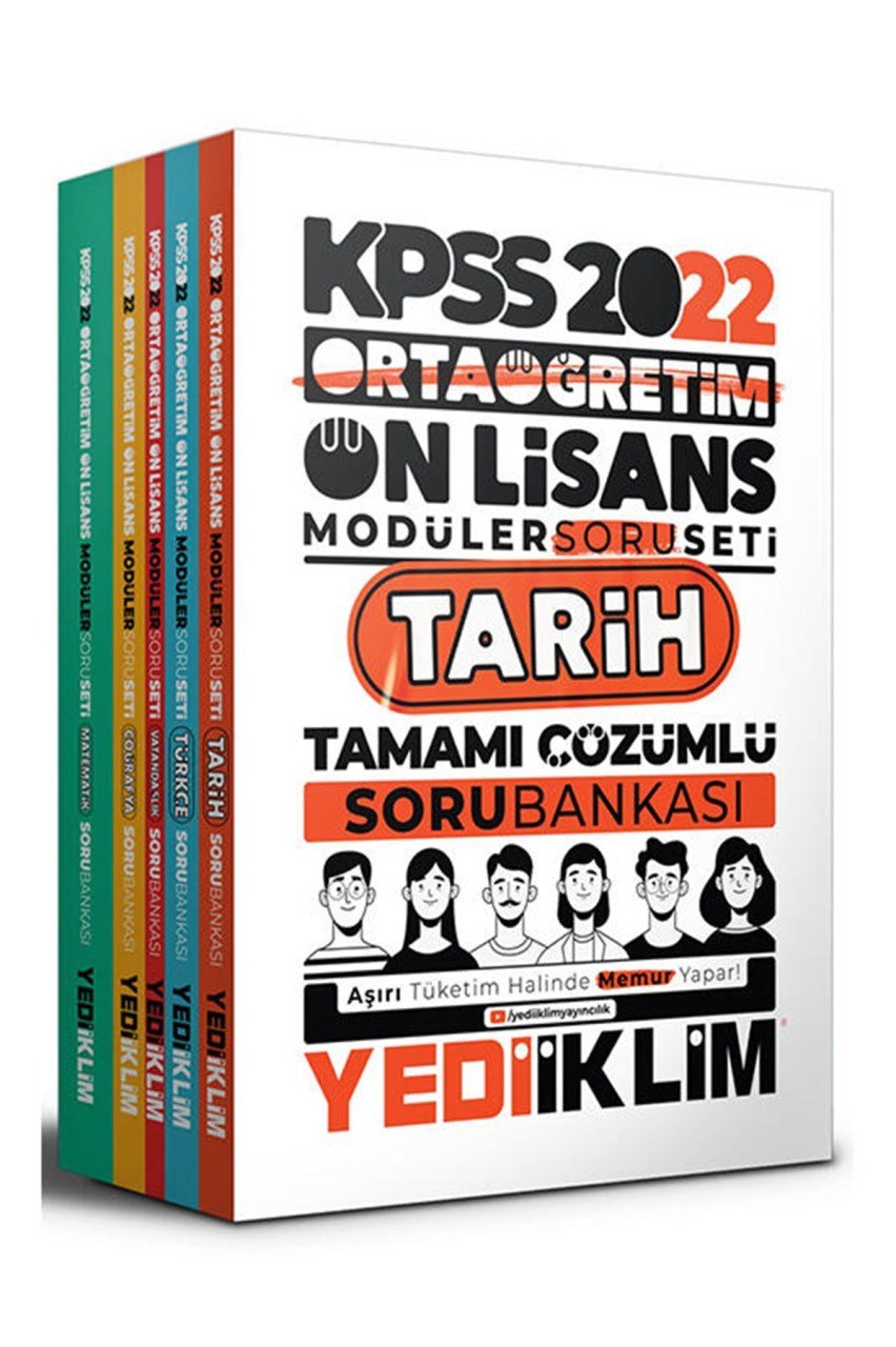 Yediiklim Yayınları 2022 KPSS Ortaöğretim Ön Lisans GY GK Tamamı Çözümlü Modüler Soru Bankası Seti