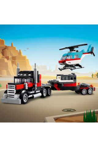 ® Creator Helikopterli Açık Kasa Kamyon 31146  - 7 Yaş ve Üzeri İçin Yapım Seti (270 Parça)
