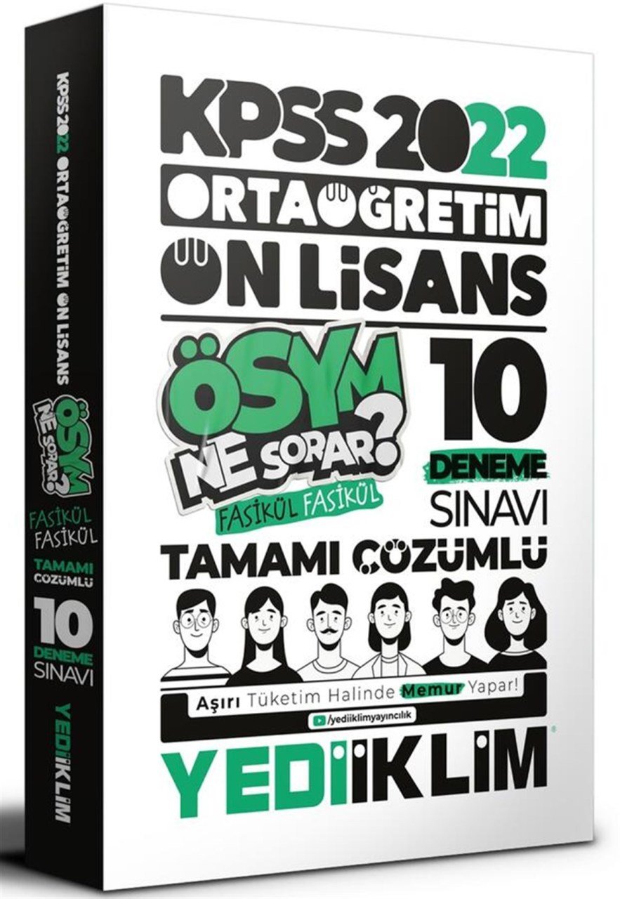 Yediiklim Yayınları 2022 KPSS Ortaöğretim Ön Lisans GYGK Tamamı Çözümlü 10 Fasikül Deneme