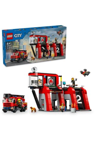 ® City İtfaiye Kamyonlu İtfaiye Merkezi 60414 -  Yaratıcı Oyuncak Yapım Seti (843 Parça)