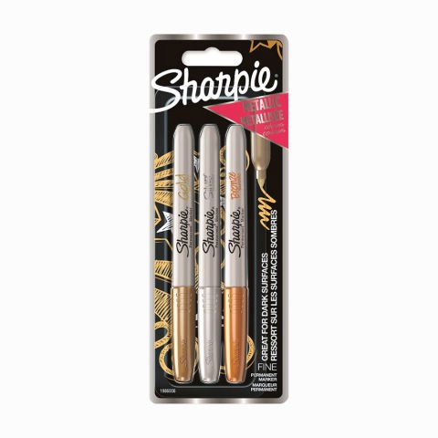 Sharpie Fine 3'lü Metallic Altın,Bakır,Gümüş Permanent Marker Seti 