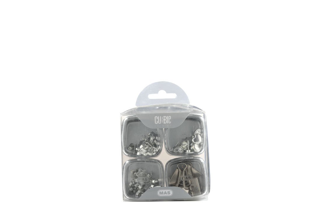 Mas Cubbie Silver 4'lü Ofis Seti (Harita Çivisi,Omega Kıskaç 19mm,Ataş 28mm,Dev Ataş 50mm)