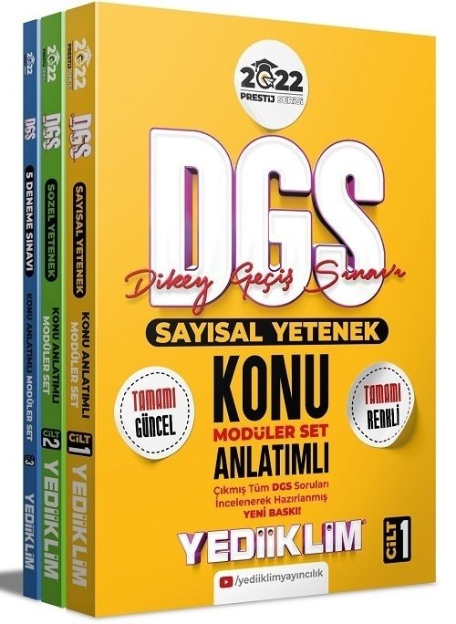 Yediiklim Yayınları 2022 Prestij Serisi DGS Konu Anlatımlı Modüler Set (Tamamı Renkli-3 Cilt)