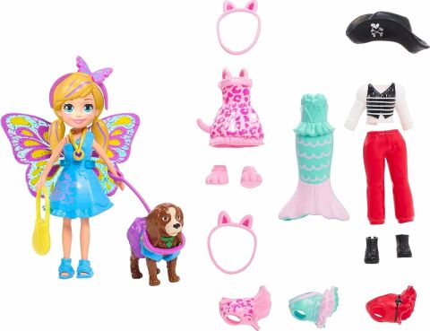 Polly Pocket Polly Rocket ve Hayvan Dostu Kostüm Giyiyor Oyun Seti MATTEL.D.GDM15